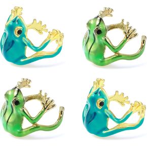 4PCS Tree Frog Ring for Women, Adjustable Cute Tree Frog Rings Set Open Finger Rings Funny Green Frogs Jewelry Frogs Shaped Finger Ring Funny Gift Jewelry for Women(Green, Blue) in Kuwait