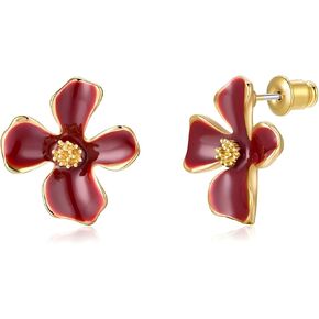 أقراط حمراء من STJARNA للنساء على شكل زهرة دمعة من الفضة 925 على شكل أقراط مجوهرات لعيد الميلاد والعام الجديد in Kuwait