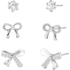 3 Pairs Bow Earrings for Women Jewelry Gold Stud Earrings Hypoallergenic Plated Sterling Silver Posts Earring Gifts for Her Birthday Christmas Wedding Gifts in Kuwait