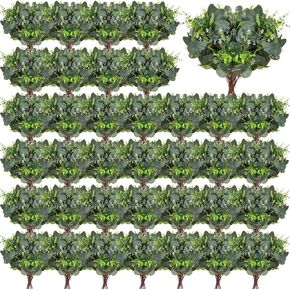 100 قطعة من سيقان الأوكالبتوس الصناعية مع بذور بيضاء، أوراق خضراء صناعية لتزيين باقة الزفاف المركزية وديكور المزرعة in Kuwait