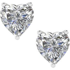FANTOM Color CZ Simulated Birthstone Solid Silver 2.00 Carat Cubic Zirconia 6 by 6 Heart CZ Stud Earrings in Kuwait