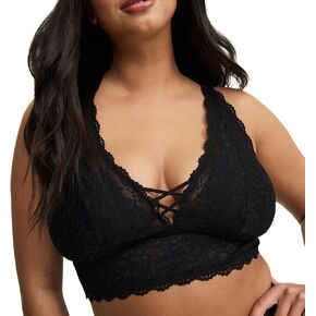 حمالة صدر نسائية من Torrid بمقاس كبير من الدانتيل XO بتصميم متقاطع، أسود غني، 1 in Kuwait