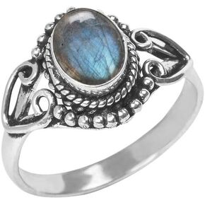 خاتم الأحجار الكريمة، خاتم فضي، خاتم فضي مصنوع يدويًا، مجوهرات بوهيمية، خاتم فضي للنساء والفتيات جميع المقاسات الأمريكية، هدية الذكرى السنوية، هدية لها، هدية عيد الميلاد in Kuwait