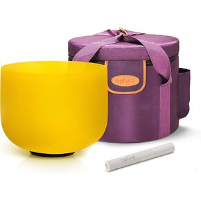 TOPFUND 432Hz Pink Purple F Note Crystal Singing Bowl Heart Chakra 10 Inch with Heavy Duty Carrying Case and Suede Mallet in Kuwait