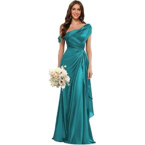 Spaghetti Strapes Bridesmaid Dresses 2026 Pleated Ruffles Satin Long A Line Maxi Long Formal Bridesmaid Dress YY023 in Saudi Arabia