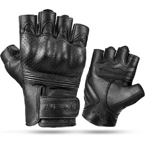 INBIKE Fingerless Motorcycle Gloves Summer Breathable Goatskin Leather Wear Resistant Hard Knuckle in Kuwait