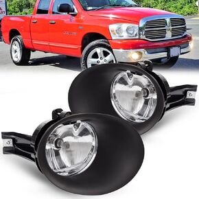 Fog Lights Replacement for 2002 2003 2004 2005 2006 2007 2008 Dodge Ram 1500 2500 3500 Pickup Truck Fog Light Assembly Compatible with Halogen Bulbs, Switch and Wiring Kit-Black Bezels in Kuwait
