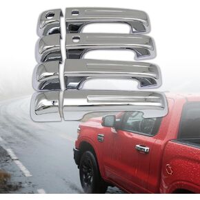 4 Pcs Chrome Door Handle Covers With 2 Front Smart Keyholes Cutout Compatible with 2019-2024 Ram 1500 4DR Model in Kuwait