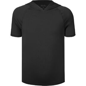 Boys Short Sleeve Hoodie, Youth Cool Dry Athletic Workout Pullover, Kids Sports Baseball Lightweight Hooded T-shirt in Kuwait