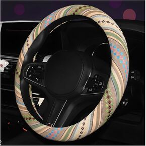 غطاء عجلة القيادة بوهو، غطاء عجلة قيادة تلقائي بنمط عرقي من قماش الكتان الخشن مضاد للانزلاق، واقي عجلة قيادة تلقائي بوهو قابل للتنفس للنساء والرجال، ملحقات السيارة (نمط G) in Kuwait