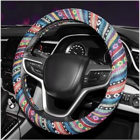 Boho Steering Wheel Cover, Anti-Slip Coarse Flax Cloth Ethnic Style Auto Wheel Cover, Breathable Boho Auto Steering Wheel Protector for Women Men, Car Accessories (Style G) in Kuwait