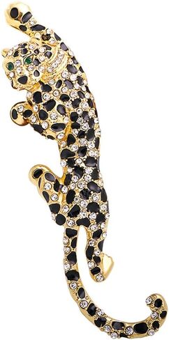 Climbing Black Spots Leopard Brooch Pin Crystal Big Cat Animal Breastpin Badge Jewelry for Men Women in Kuwait