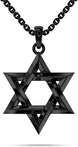 Star of David Necklace for Men, Sterling Silver Men Star of David Pendant Necklace Gold / Silver / Black, Faith Spitural Protection Jewelry Christmas Gift For Husband Father Boyfriend Him on Birthday Anniversary Christmas in Kuwait