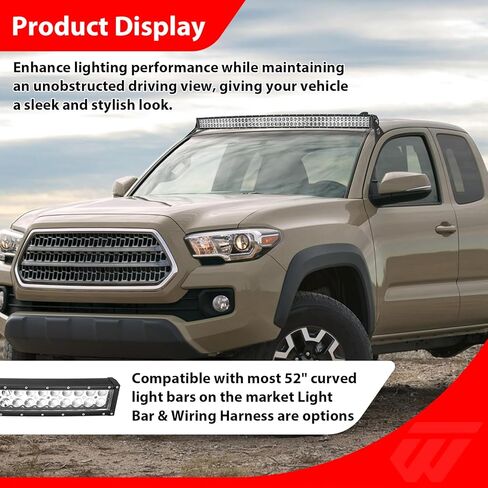 WeiSen 52" Curved LED Light Bar Upper Windshield Mounting Brackets Compatible with Toyota Tacoma 2005-2023 in Saudi Arabia