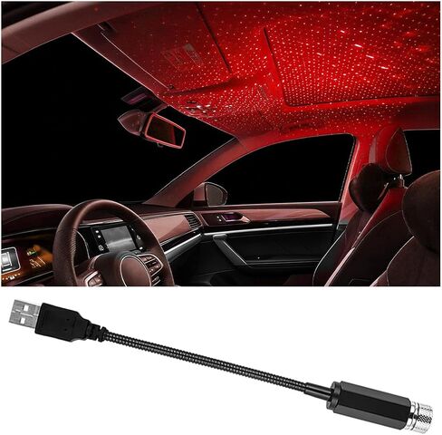جهاز عرض ليلي للسيارة USB على شكل نجمة، مصباح LED مرن محمول ومرن لسقف السماء المرصعة بالنجوم، جهاز عرض ليلي للديكور على شكل نجمة داخلية للسيارات، عالمي للمركبات (أزرق) in Kuwait