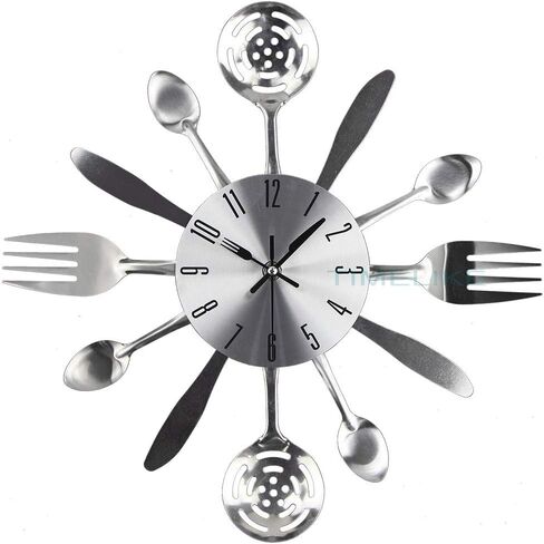 Timelike 14" Kitchen Cutlery Wall Clock with Spoons Forks and Knife 3D Modern Wall Clock for Home Decor and Nice Gifts in Kuwait