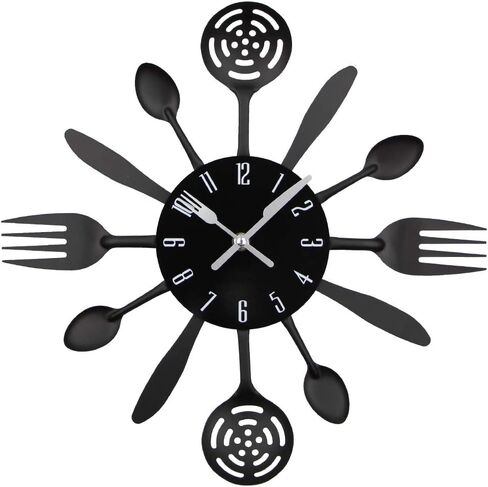 Timelike 14" Kitchen Cutlery Wall Clock with Spoons Forks and Knife 3D Modern Wall Clock for Home Decor and Nice Gifts in Saudi Arabia