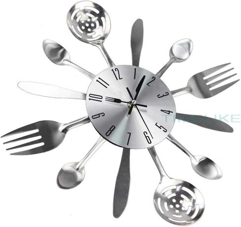 Timelike 14" Kitchen Cutlery Wall Clock with Spoons Forks and Knife 3D Modern Wall Clock for Home Decor and Nice Gifts in Saudi Arabia