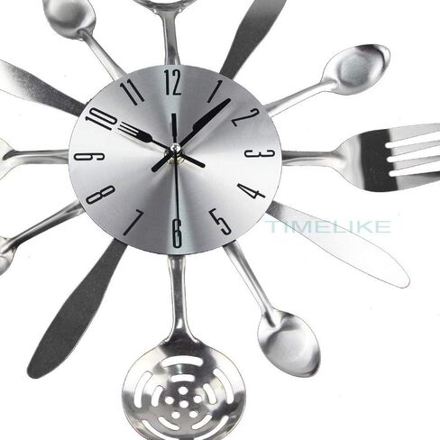 Timelike 14" Kitchen Cutlery Wall Clock with Spoons Forks and Knife 3D Modern Wall Clock for Home Decor and Nice Gifts in Saudi Arabia