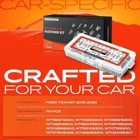 مجموعة مشابك تثبيت السيارة A-Premium 110 قطعة (12 مقاسًا) متوافقة مع Ford Transit 1500 2500 300 20-23 مصد لوحة تقليم الباب ممتص الصدمات التلقائي دبوس الدفع البلاستيكي مجموعة استبدال مثبت التثبيت، مع أداة إزالة in Saudi Arabia
