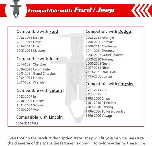 20 قطعة من OTUAYAUTO مشبك تثبيت من النايلون، بديل لسيارة Jeep Wrangler Cherokee Commander Liberty، Dodge Avenger Journey Durango Caravan، Saturn، Ford Escape in Saudi Arabia