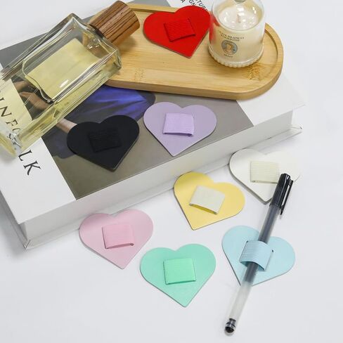 8 Pack Heart Pen Loop Holder Set for Notebook, Tablet, Bible, 8 Colors Self Adhesive Leather Pen Holders with Elastic Loop in Saudi Arabia