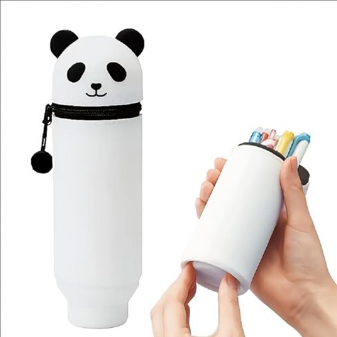 Cute Pencil Case Panda Gifts Cute Pencil Pouch Bag School Supplies, Pen Holder for Desk Organizer, pencil Holder for Classroom Silicone Pen Case Gifts for Women Men White in Saudi Arabia
