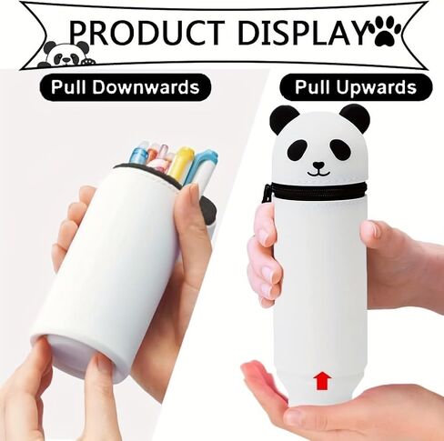 Cute Pencil Case Panda Gifts Cute Pencil Pouch Bag School Supplies, Pen Holder for Desk Organizer, pencil Holder for Classroom Silicone Pen Case Gifts for Women Men White in Saudi Arabia