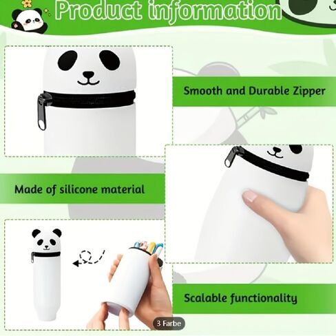 Cute Pencil Case Panda Gifts Cute Pencil Pouch Bag School Supplies, Pen Holder for Desk Organizer, pencil Holder for Classroom Silicone Pen Case Gifts for Women Men White in Saudi Arabia