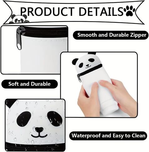 Cute Pencil Case Panda Gifts Cute Pencil Pouch Bag School Supplies, Pen Holder for Desk Organizer, pencil Holder for Classroom Silicone Pen Case Gifts for Women Men White in Saudi Arabia