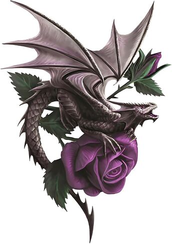 قطعتان من ملصقات الفينيل على شكل تنين وزهرة أرجوانية - ملصقات مقاومة للماء قابلة للإزالة للسيارة والدراجات النارية والشاحنات - ملصق تزيين زهور خيالي للكمبيوتر المحمول (A-198) in Kuwait