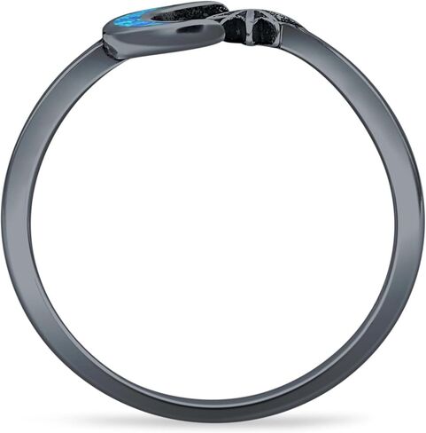 OMRANII Minimalist 8mm Lab Created Opal Star & Moon Ring Oxidized Vintage Style Nature Inspired Adjustable Statement Rings For Women 925 Sterling Silver Gift For Her in Saudi Arabia