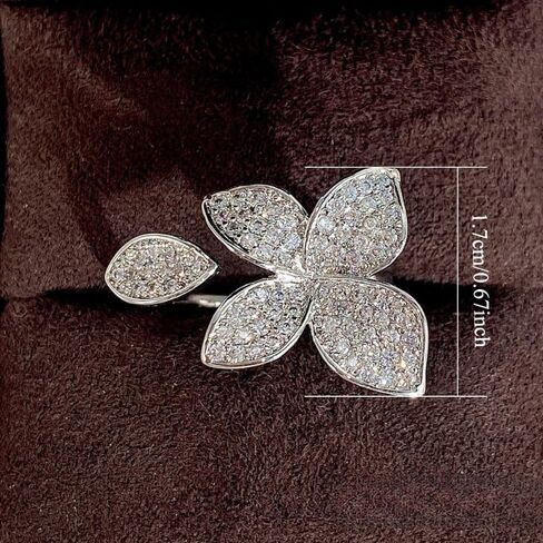 Micro Paved Zirconia Flower Open Adjustable Rings for Women Wedding Daily Party Exquisite Accessories in Saudi Arabia