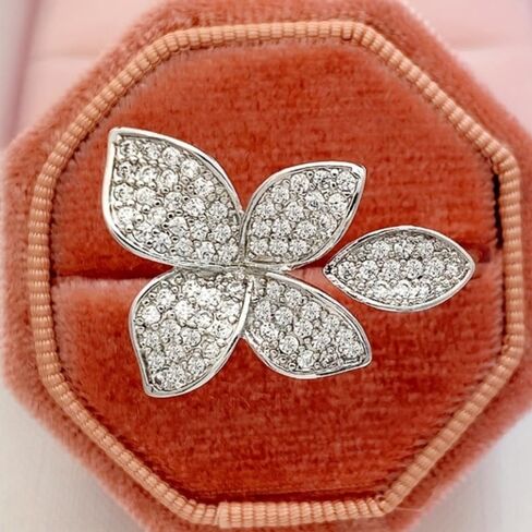 Micro Paved Zirconia Flower Open Adjustable Rings for Women Wedding Daily Party Exquisite Accessories in Saudi Arabia