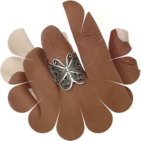 Boho Large Butterfly Rings Filigree Butterfly Finger Ring Gold Adjustable Knuckle Rings Vintage Open Wide Adjustable Ring Jewelry for Women in Saudi Arabia