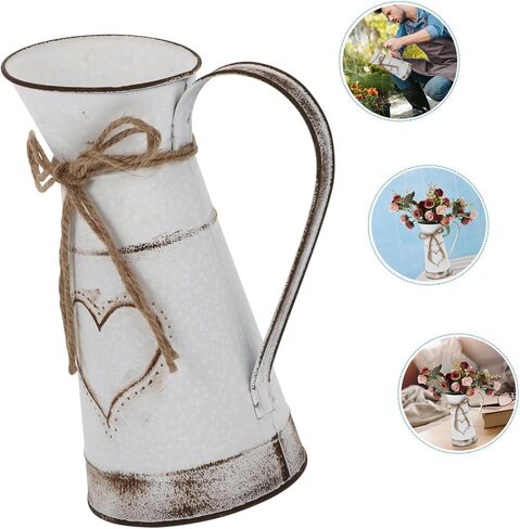 Vintage Style Vase Pot Desktop Ornament Rustic Farmhouse Galvanized Bucket Decor with Handle in Saudi Arabia