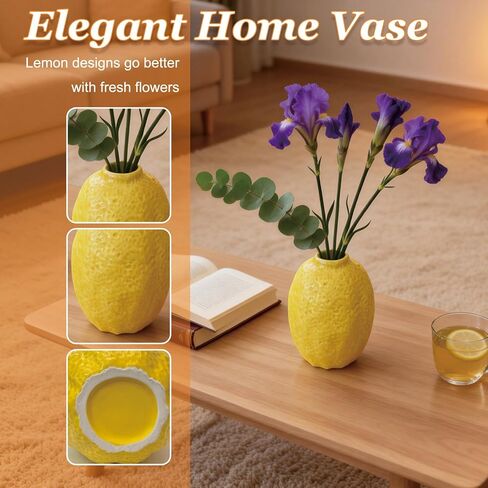 مزهرية على شكل ليمون، مزهرية زهرة الليمون السيراميكية، وعاء نبات على شكل فاكهة، حاوية زهرة الفاكهة لطاولة القهوة، المكتب، الحديقة، الشرفة in Kuwait