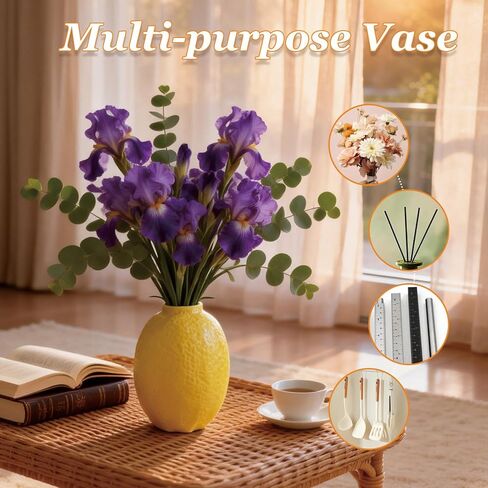 مزهرية على شكل ليمون، مزهرية زهرة الليمون السيراميكية، وعاء نبات على شكل فاكهة، حاوية زهرة الفاكهة لطاولة القهوة، المكتب، الحديقة، الشرفة in Kuwait