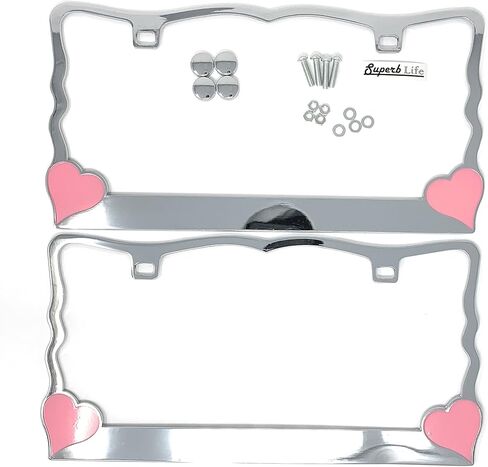 Heart Loves me Chrome Metal Auto License Plate Frame in Kuwait