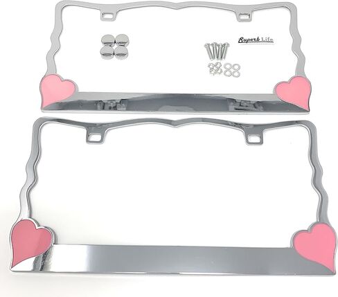 Heart Loves me Chrome Metal Auto License Plate Frame in Kuwait