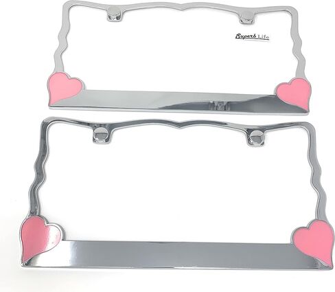 Heart Loves me Chrome Metal Auto License Plate Frame in Kuwait