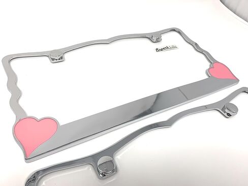 Heart Loves me Chrome Metal Auto License Plate Frame in Kuwait
