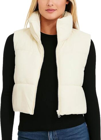 Womens Sleeveless Vest Coat Winter Warm Quilted Vest Jacket Waistcoat Fuzzy Gilet Coat with Pockets in Saudi Arabia