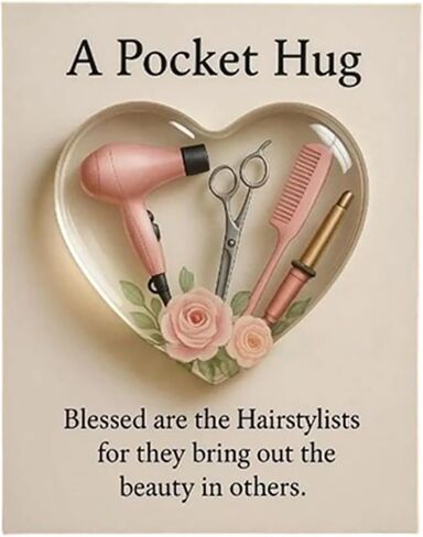 A Pocket Hugs for Hairstylists, Mini Hairdresser Tools Heart Pocket Hugs Inspirational with Greeting Card, Christmas Thank You Gift for Women Men Hairstylist (‎Style B) in Saudi Arabia