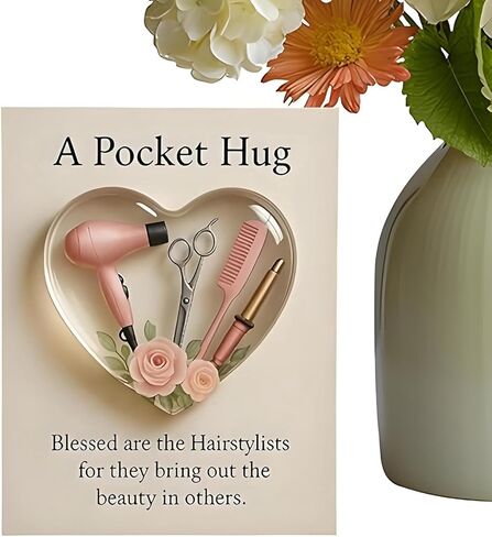 A Pocket Hugs for Hairstylists, Mini Hairdresser Tools Heart Pocket Hugs Inspirational with Greeting Card, Christmas Thank You Gift for Women Men Hairstylist (‎Style B) in Saudi Arabia