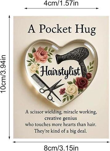 A Pocket Hugs for Hairstylists, Mini Hairdresser Tools Heart Pocket Hugs Inspirational with Greeting Card, Christmas Thank You Gift for Women Men Hairstylist (‎Style B) in Saudi Arabia