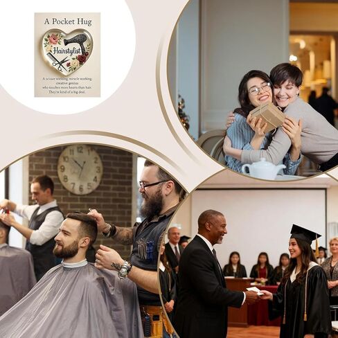 A Pocket Hugs for Hairstylists, Mini Hairdresser Tools Heart Pocket Hugs Inspirational with Greeting Card, Christmas Thank You Gift for Women Men Hairstylist (‎Style B) in Saudi Arabia
