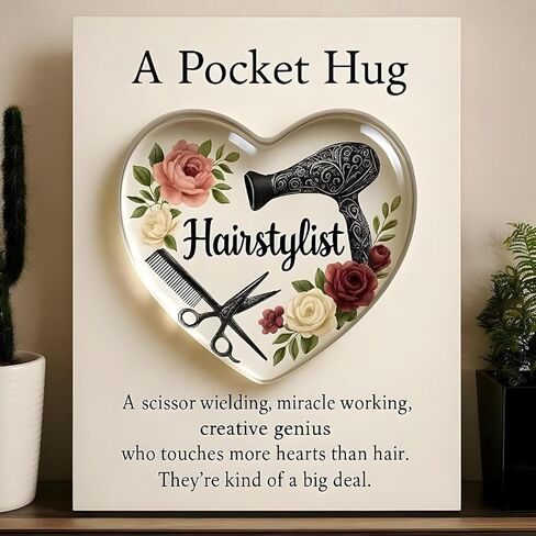 A Pocket Hugs for Hairstylists, Mini Hairdresser Tools Heart Pocket Hugs Inspirational with Greeting Card, Christmas Thank You Gift for Women Men Hairstylist (‎Style B) in Saudi Arabia
