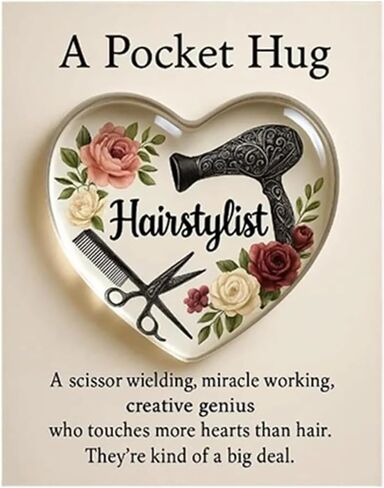 A Pocket Hugs for Hairstylists, Mini Hairdresser Tools Heart Pocket Hugs Inspirational with Greeting Card, Christmas Thank You Gift for Women Men Hairstylist (‎Style B) in Saudi Arabia