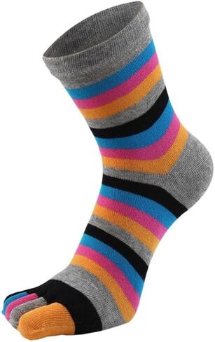 1 Pair Women's Soft Cotton Toe Socks - Colorful Rainbow Five-Finger Socks for Women in Saudi Arabia